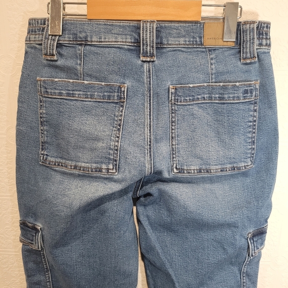 AE Stretch Super High Waisted Ankle Straight Cargo Jean - Picture 9 of 14